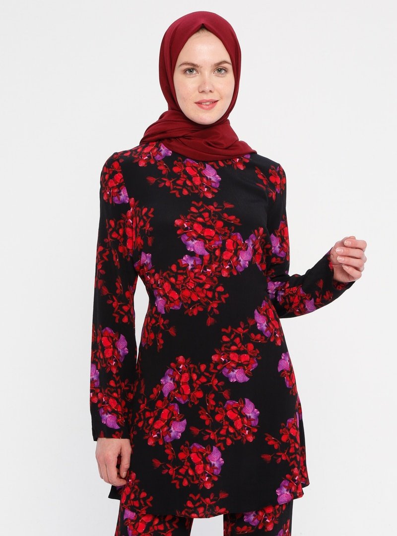 ACR CLOTHİNG Çok Renkli Çiçek Desenli Tunik