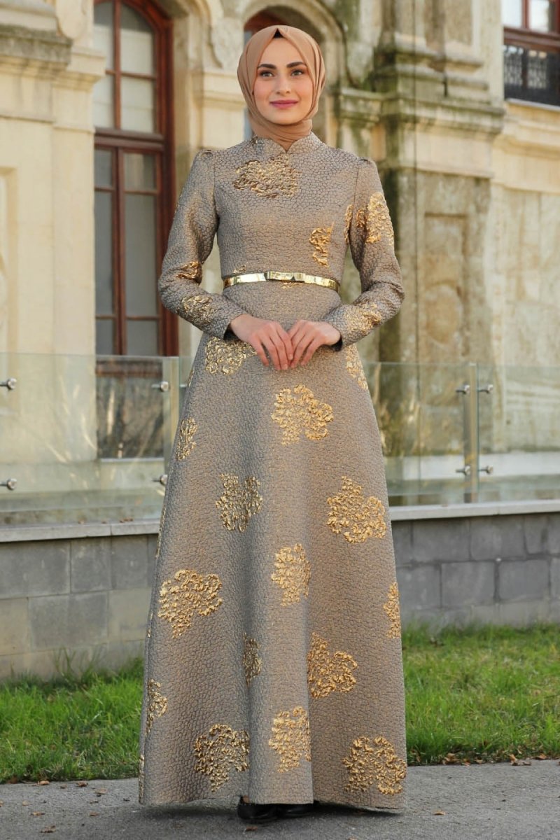 Feiza Collection Vizon Brokar Kumaş Abiye Elbise