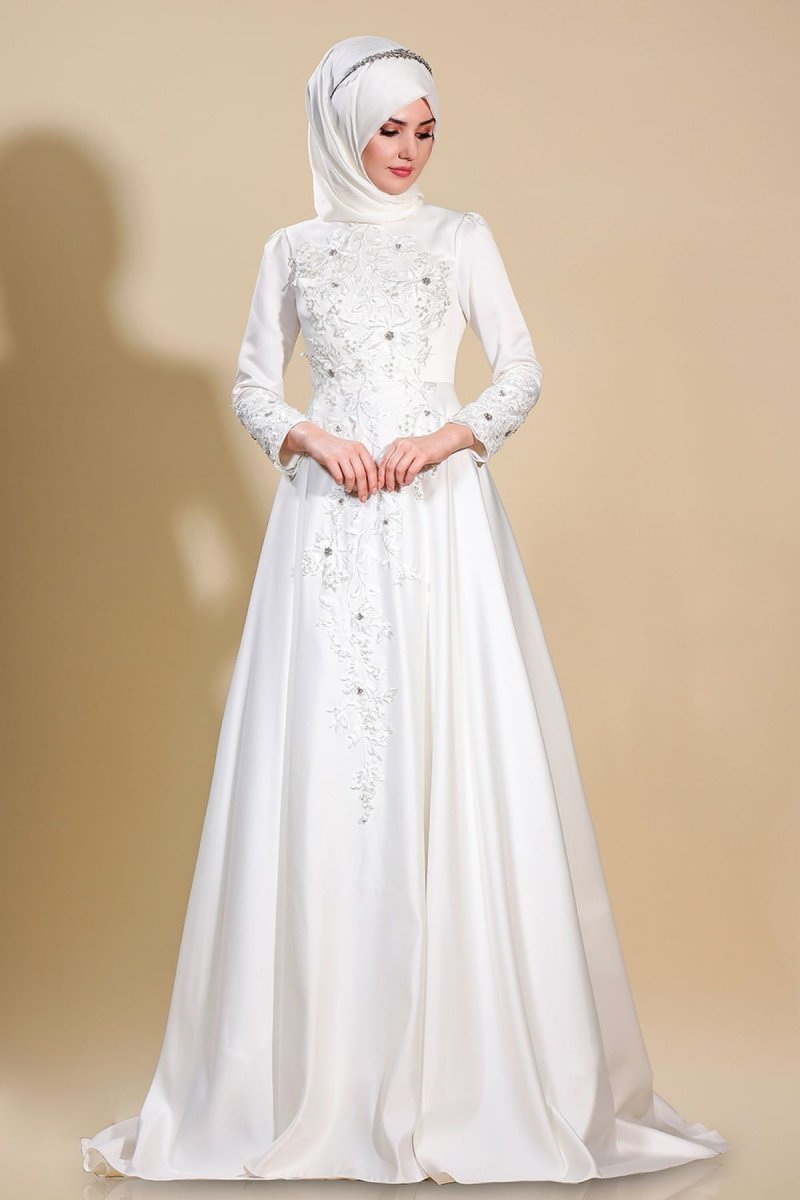 Feiza Collection Ekru İşlemeli Nikah Elbisesi