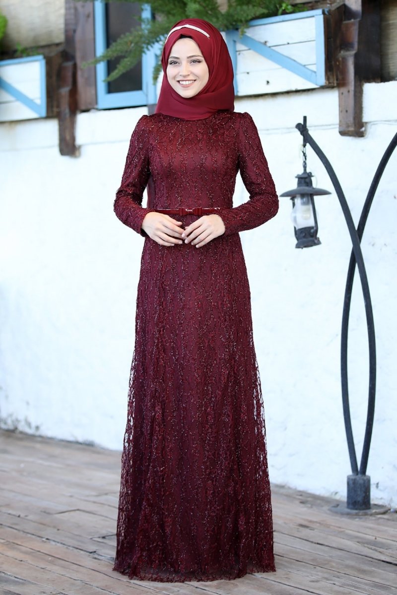 Al-Marah Bordo Abiye Elbise