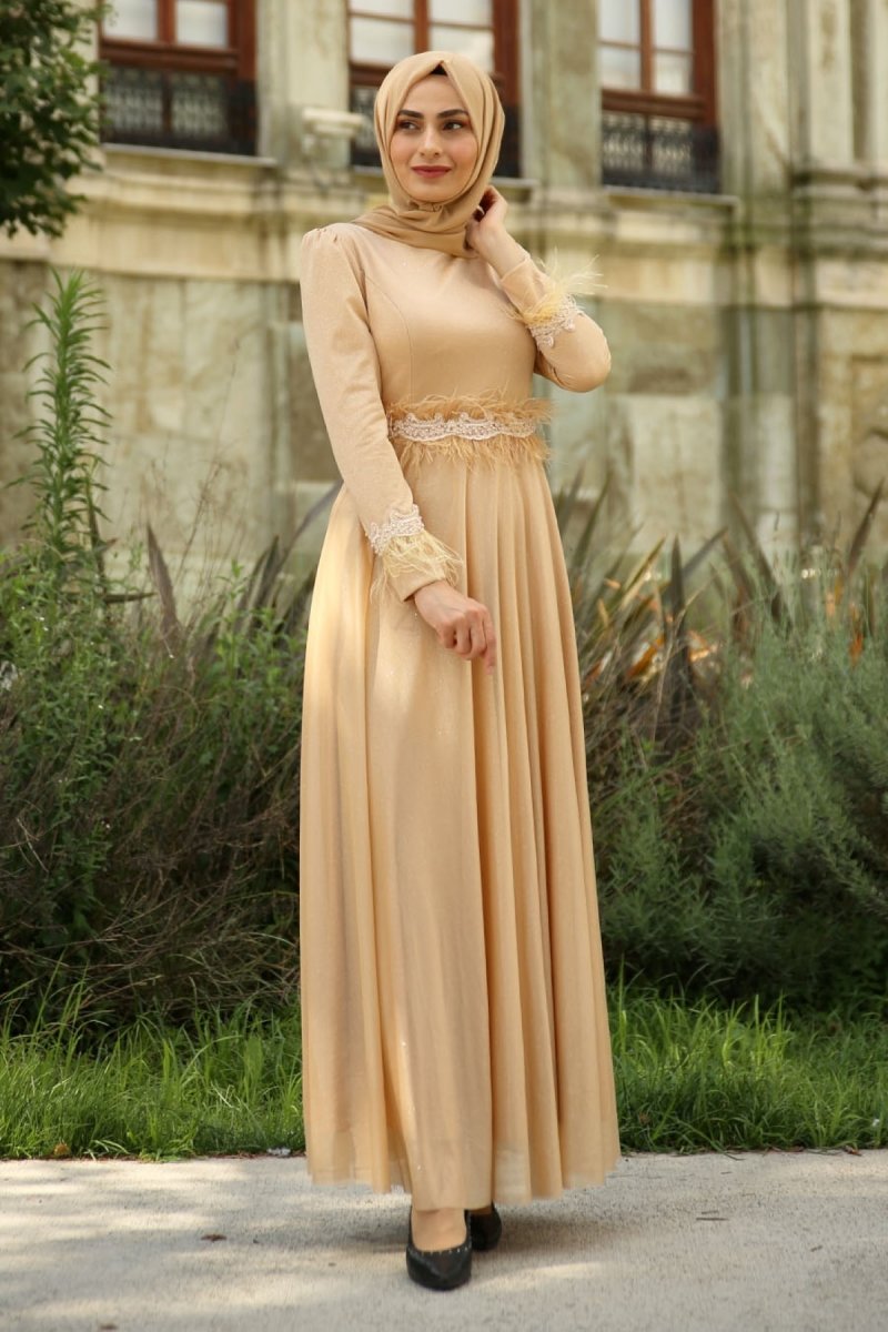 Mihir Gold Abiye Elbise