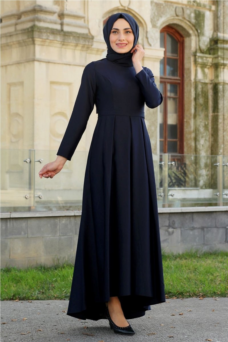 Feiza Collection Lacivert Asimetrik Kesim Elbise