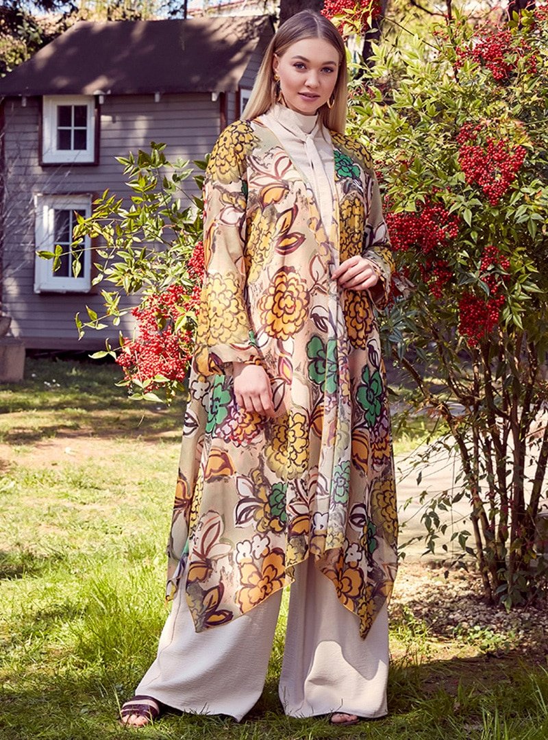 Ayşen Özen Sarı Şifon Kimono
