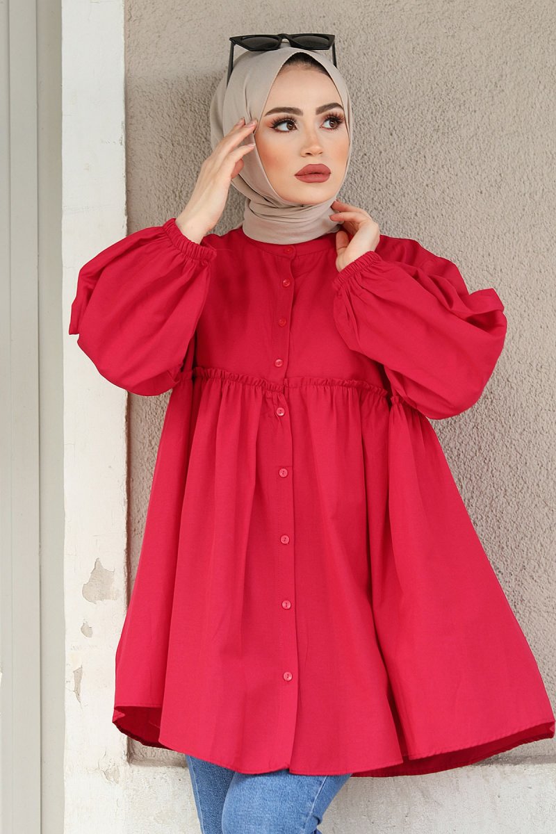 Festmoda Kırmızı Salaş Tunik