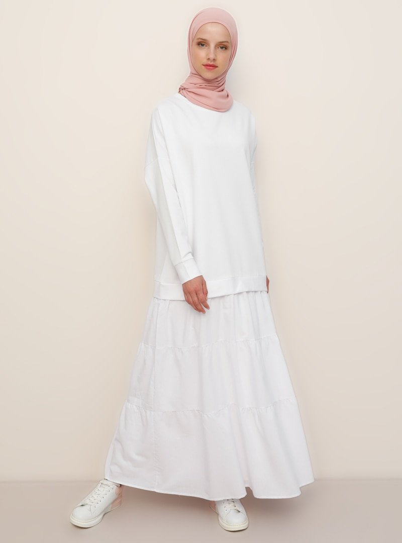 Refka Beyaz Garnili Elbise