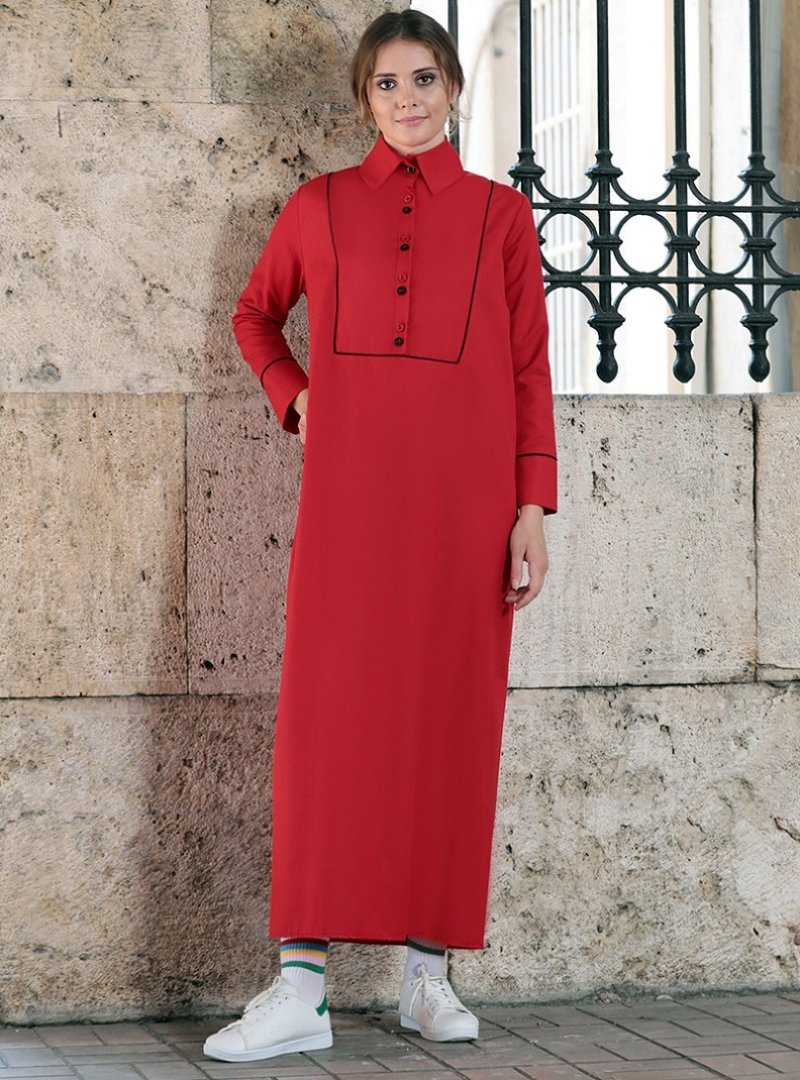 SAHRA AFRA Kırmızı Fiore Elbise