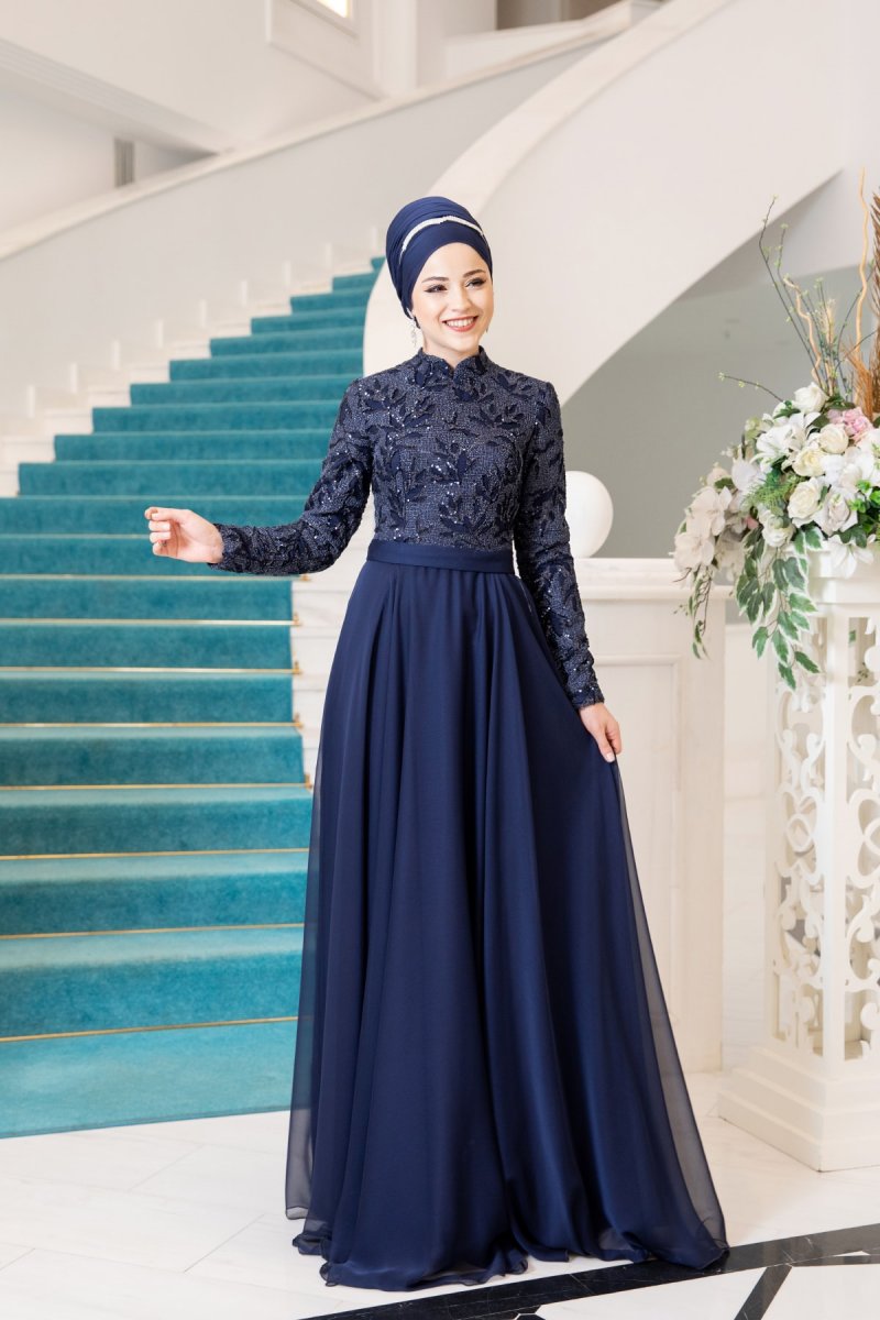 Al-Marah Lacivert Arya Abiye Elbise