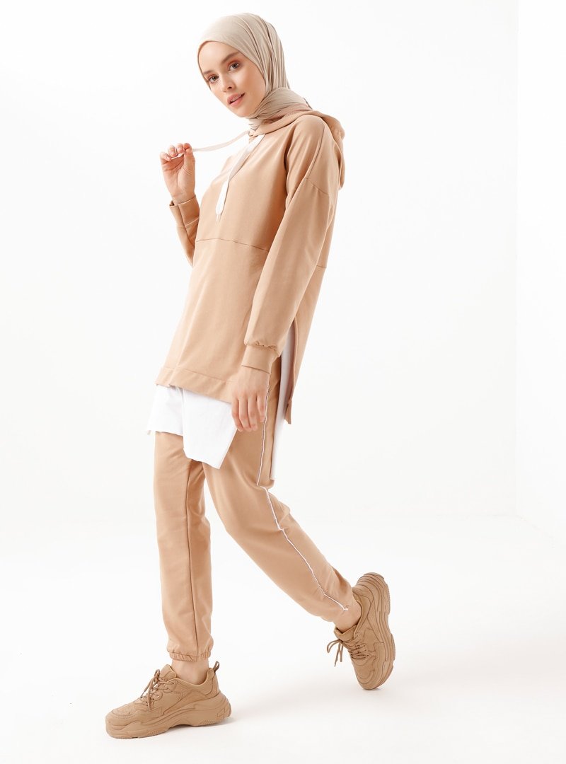 Phull Camel Sweatshirt&Pantolon İkili Takım