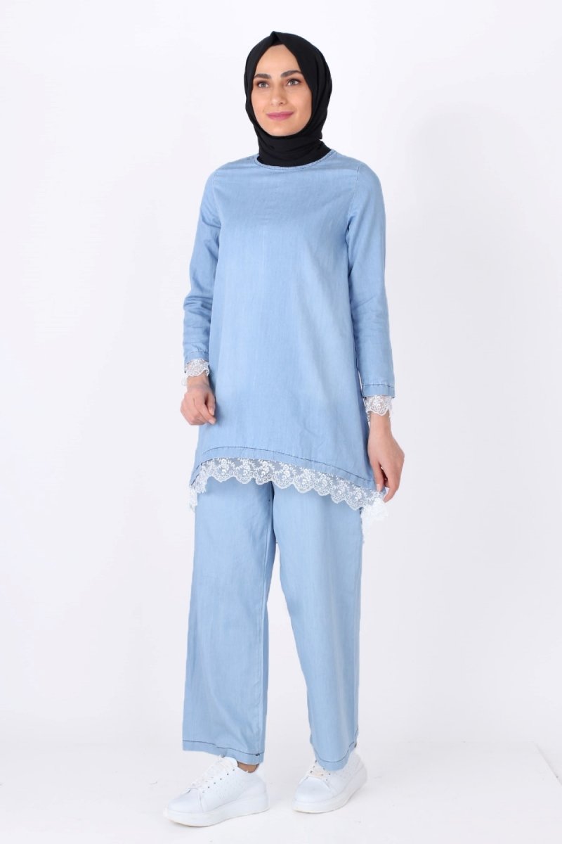 Feiza Collection Mavi Tunik Ve Pantolon Kot İkili Takım