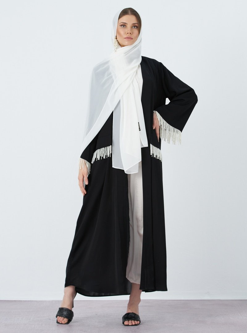 AL SHEIKHA Siyah İncili Abaya