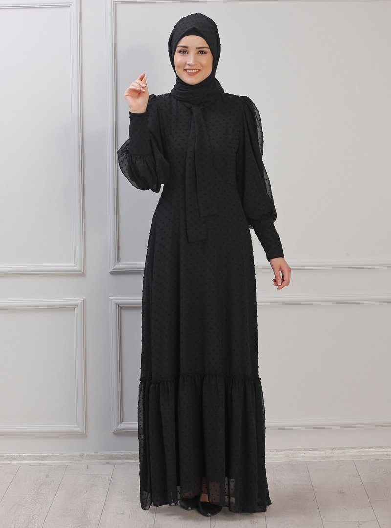 Rana Zenn Siyah Işıl Abiye Elbise