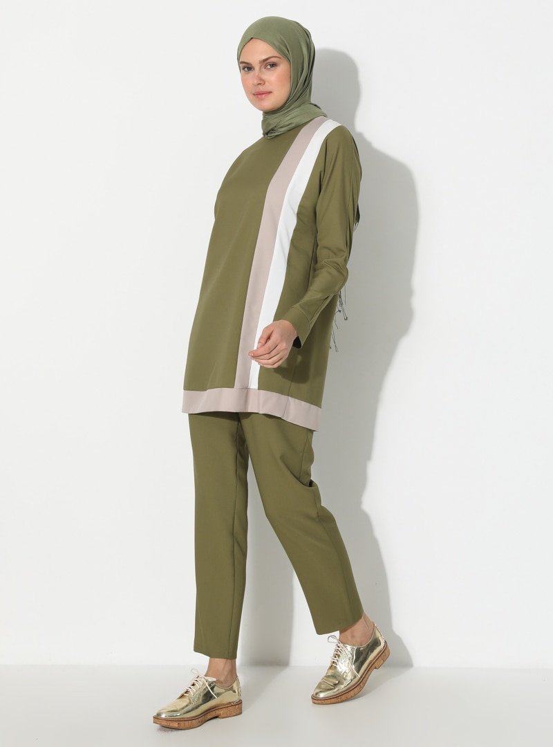 Moda Zenis Yeşil Tunik&Pantolon İkili Takım