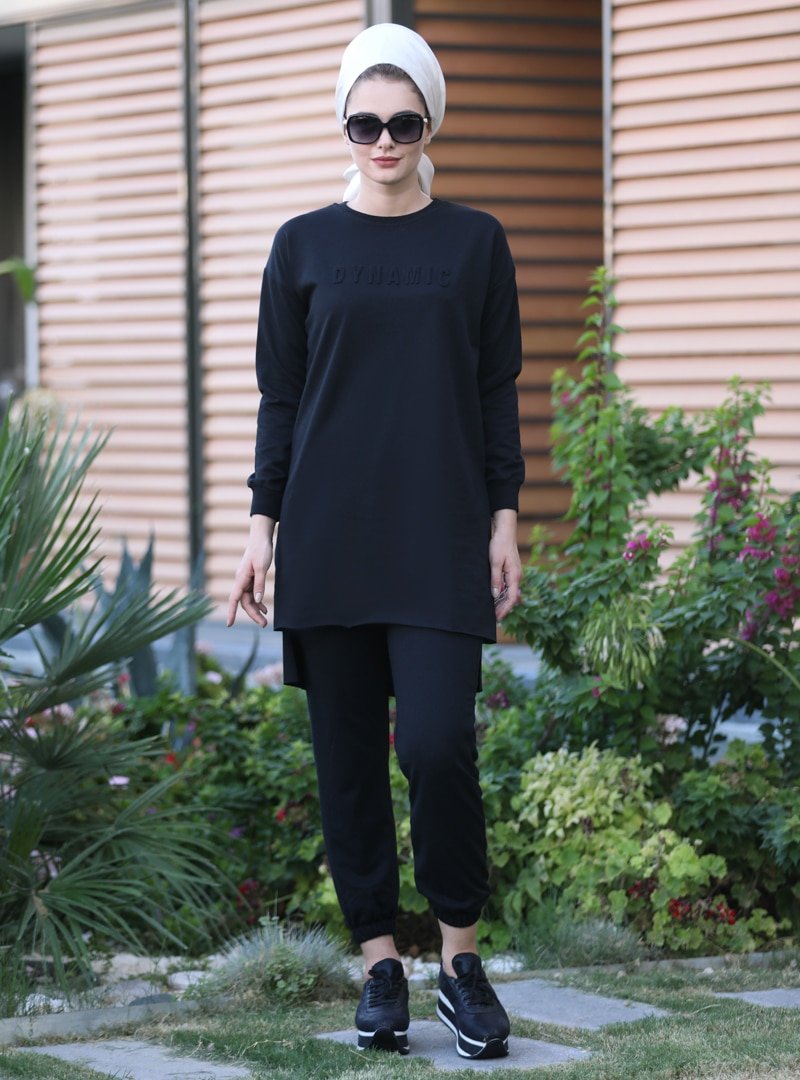 Selma Sarı Design Siyah Tunik&Pantolon İkili Takım