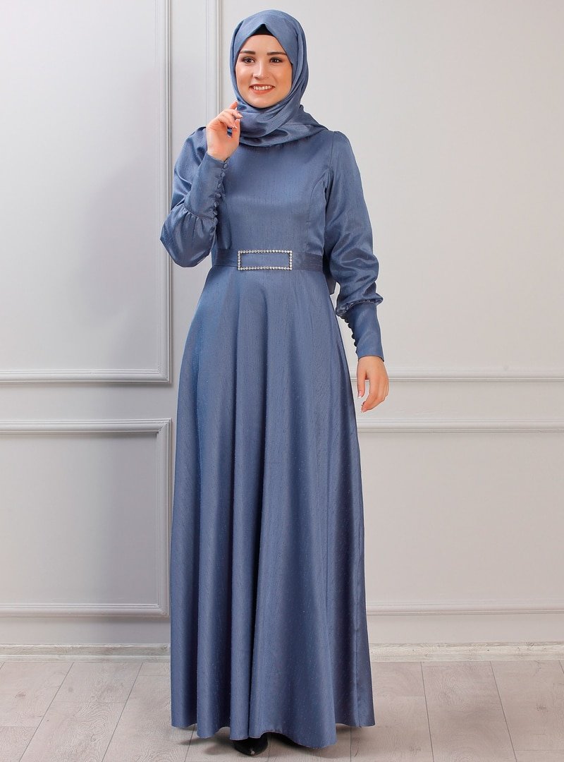 Rana Zenn İndigo Manolya Abiye Elbise