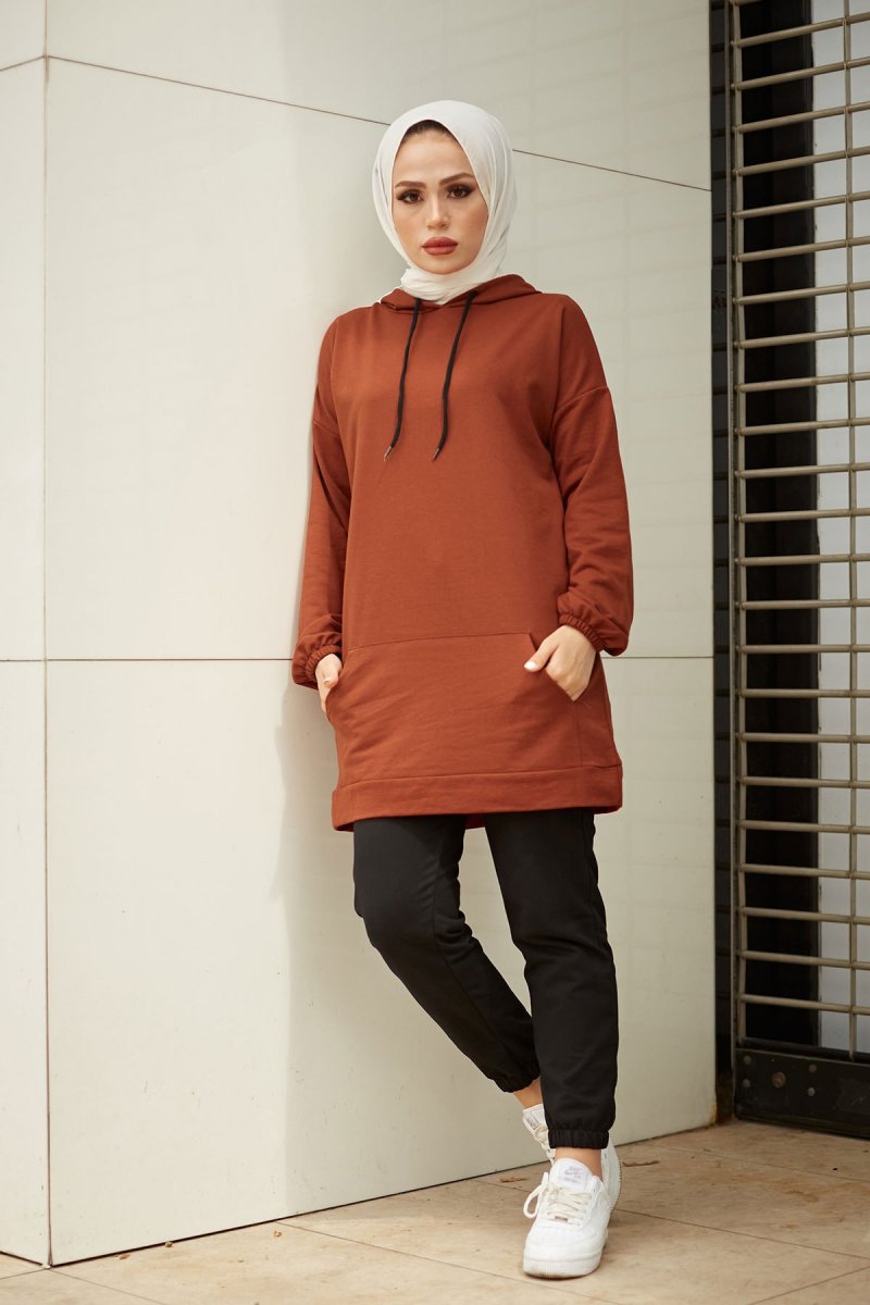 Festmoda Kiremit Set Baskılı Sweat Tunik