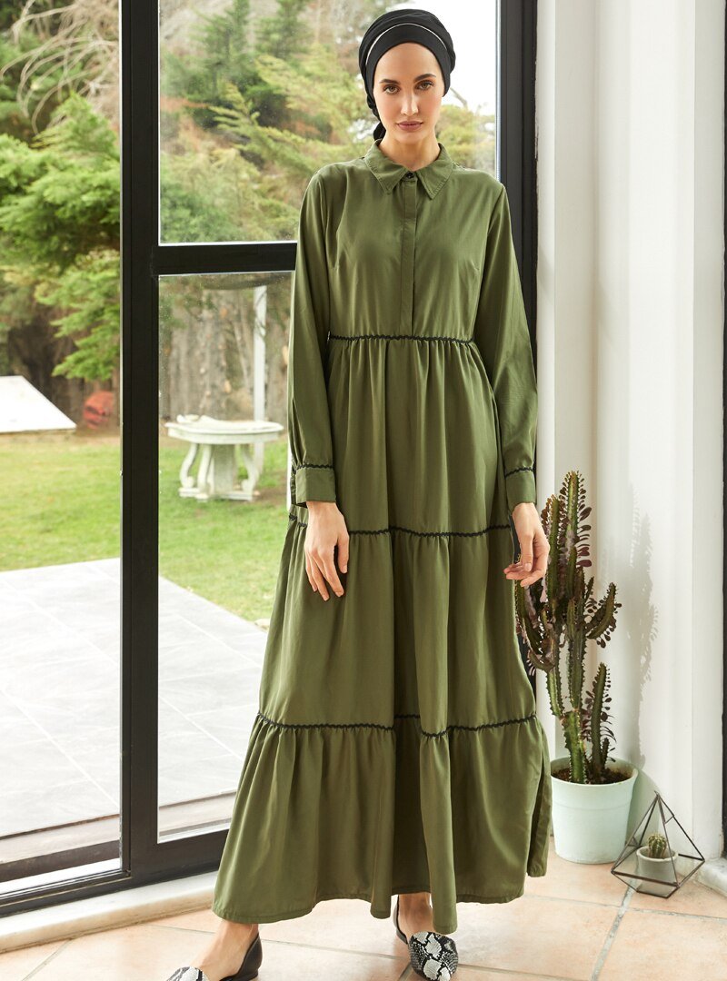 Mayovera Yeşil Fırfırlı Elbise