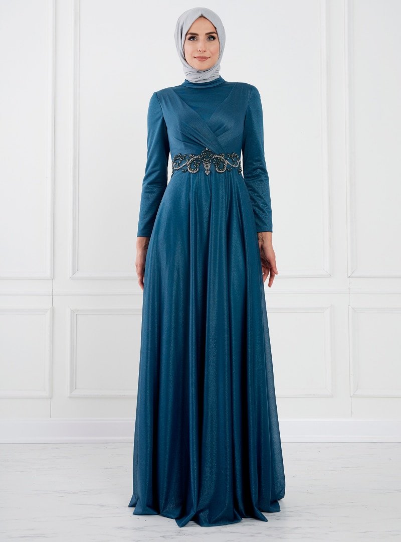 Moda Sinanlar Lacivert Lena Abiye Elbise