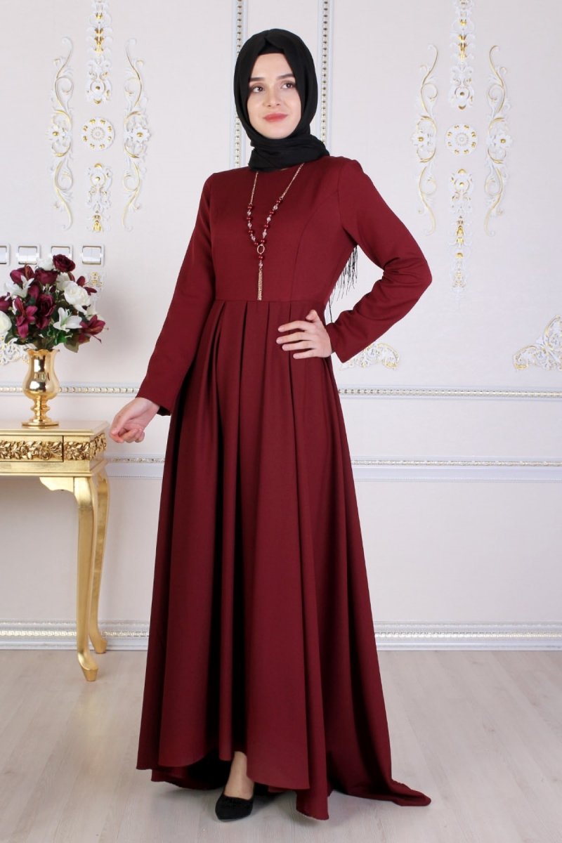 Feiza Collection Bordo Kolyeli Elbise