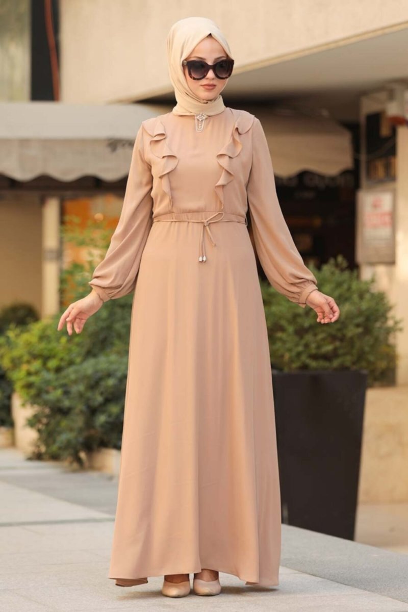 Neva Style Vizon Fırfır Detaylı Elbise