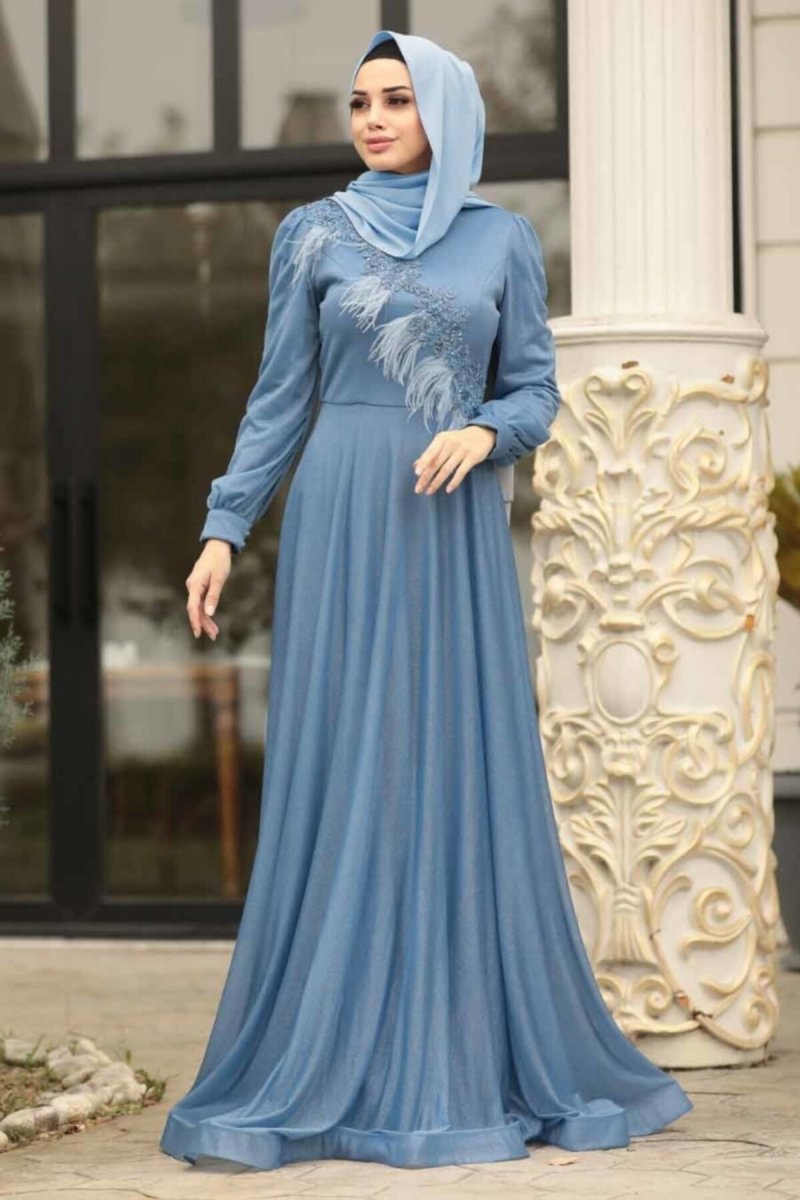 Neva Style İndigo Mavisi Abiye Elbise