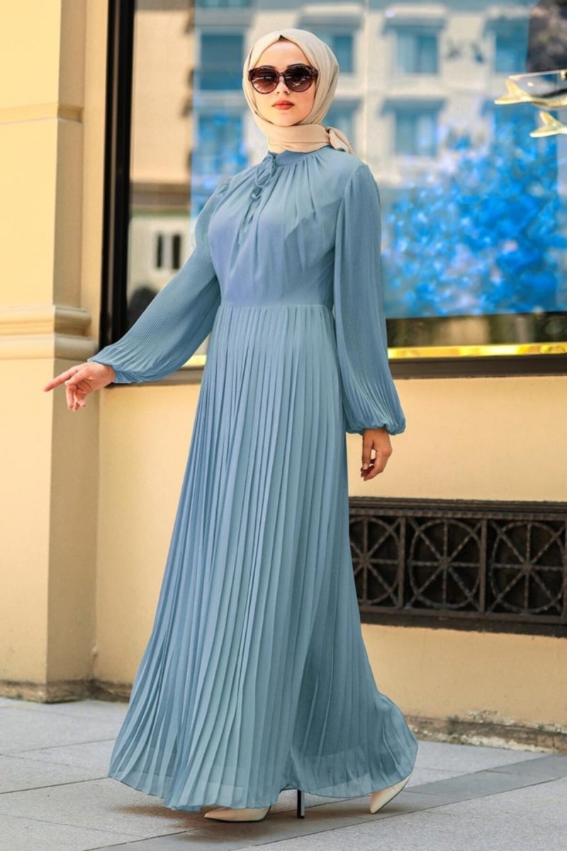 Neva Style Mavi Piliseli Elbise