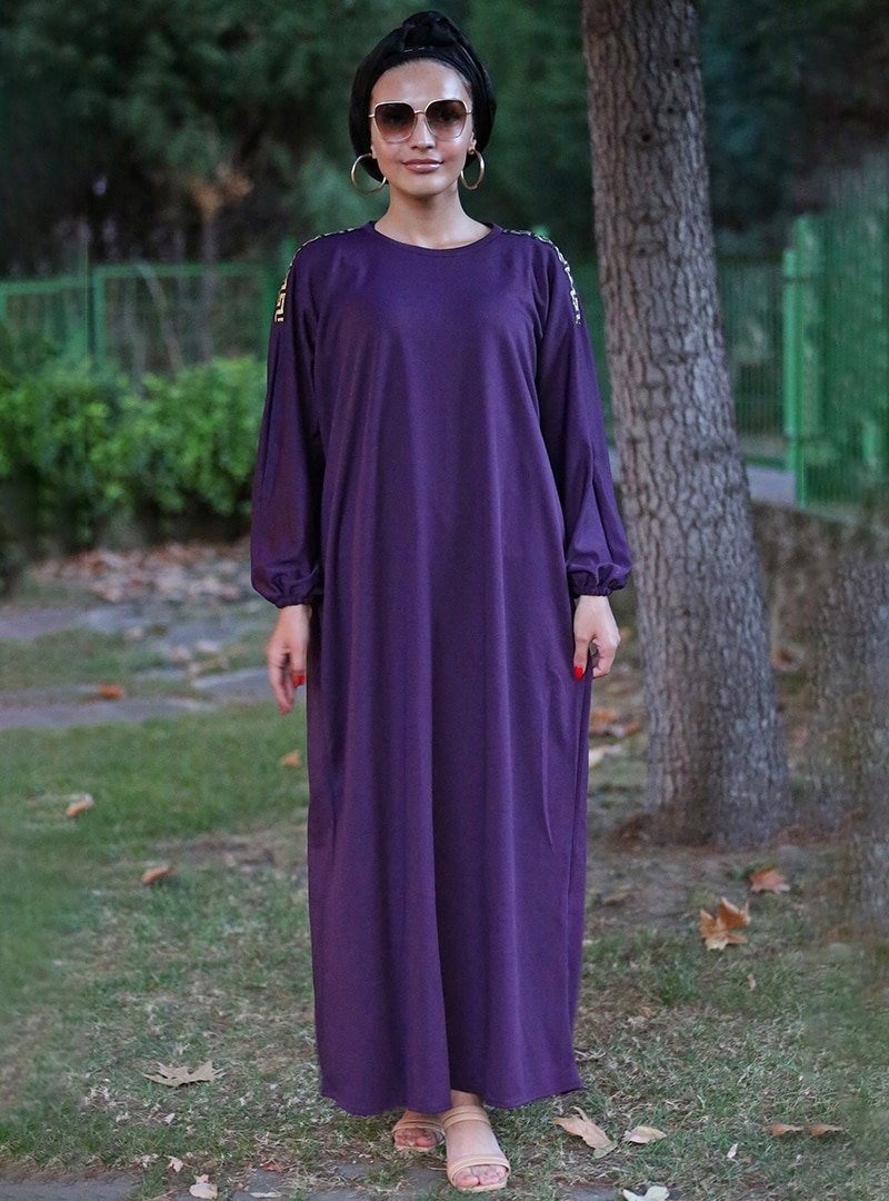 SAFİANTE Mor Salaş Elbise Ferace