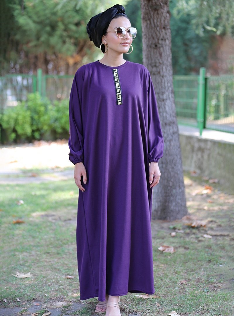SAFİANTE Mor Salaş Elbise Ferace