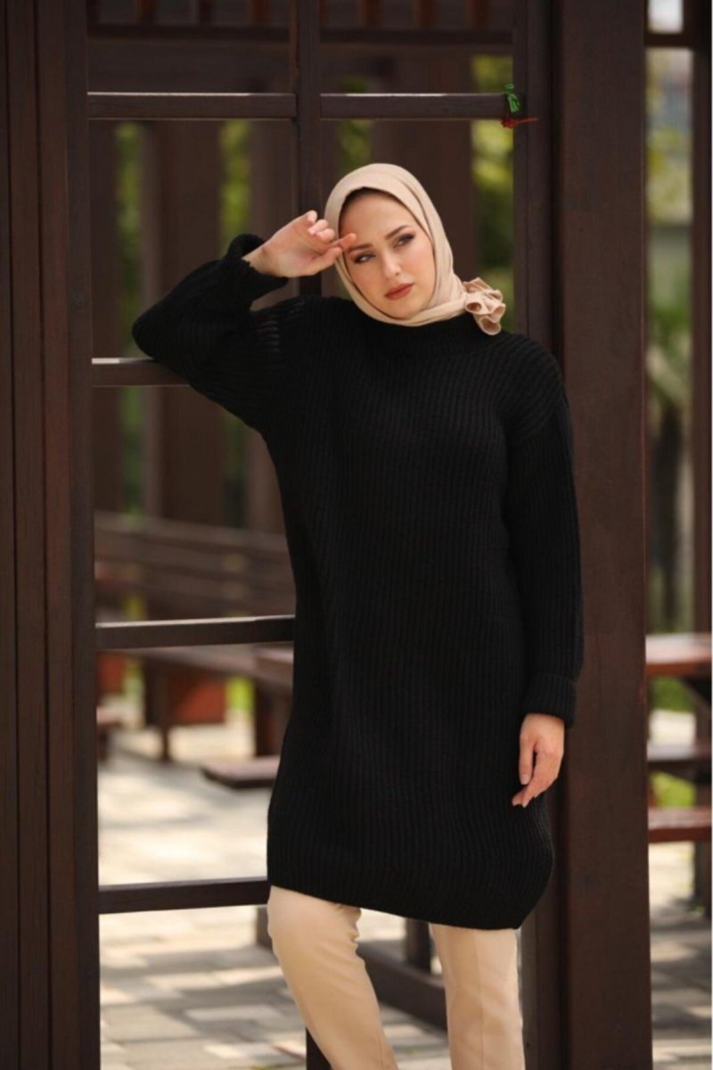 Ns Suud Siyah Oversize Triko Tunik