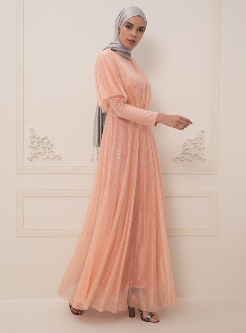 Ziwoman Pudra Sim Detaylı Abiye Elbise