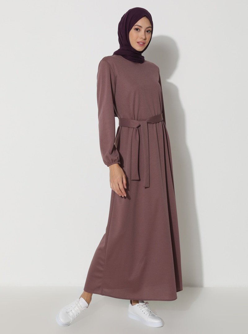 Sevit-Li Gül Kurusu Kol Uçları Lastikli Elbise
