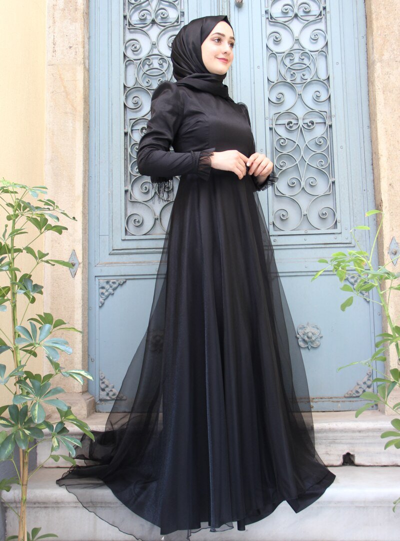 Zehrace Siyah Hayal Abiye Elbise