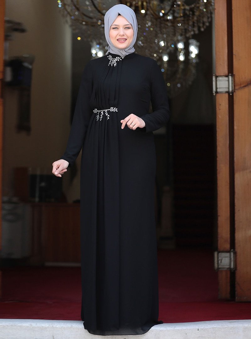 Amine Hüma Siyah Seher Abiye Elbise