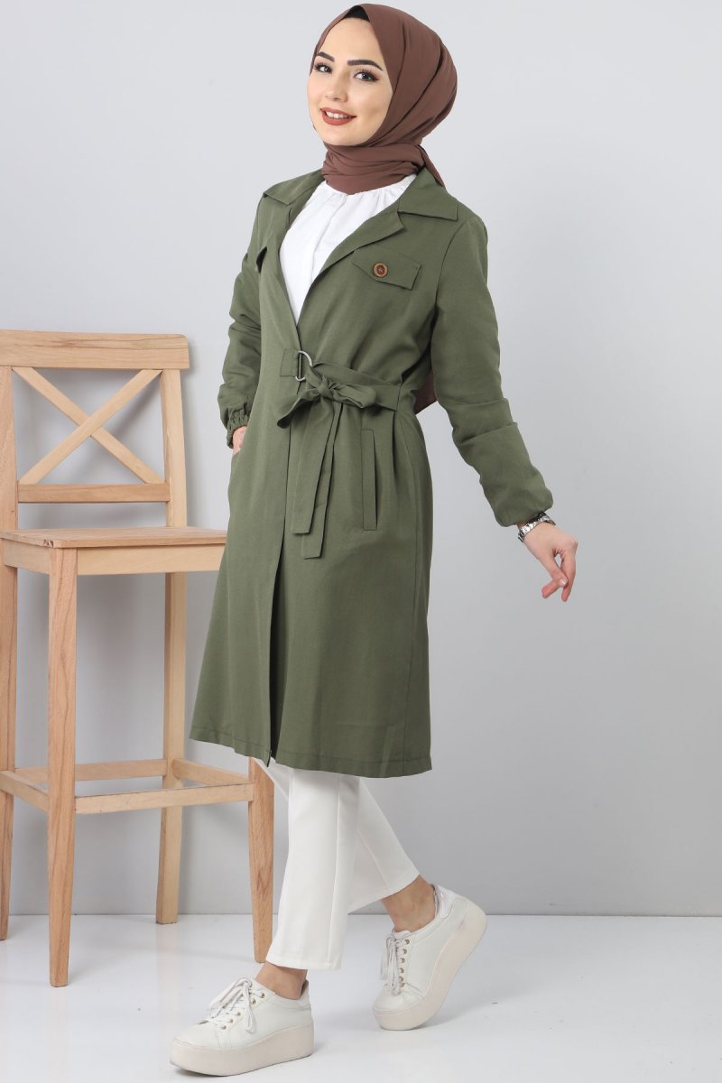 Tesettür Dünyası Haki Yandan Bağlamalı Giy Çık