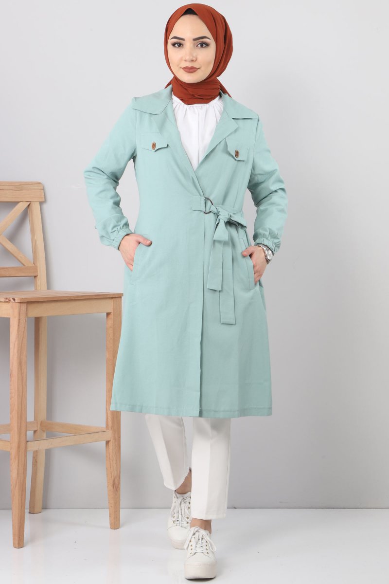 Tesettür Dünyası Mint Yeşili Yandan Bağlamalı Giy Çık