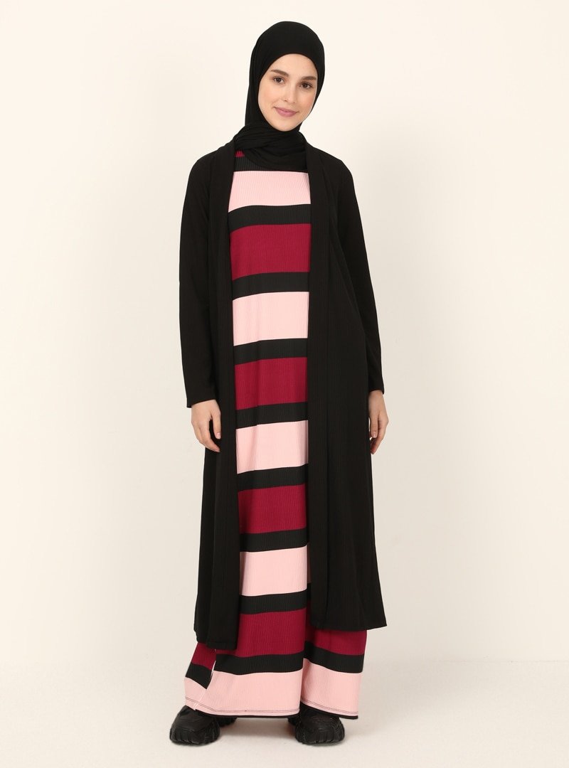 Selma Sarı Design Mürdüm Kap&Elbise İkili Takım