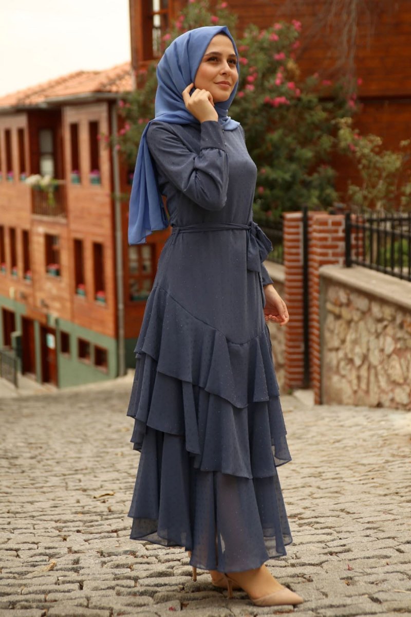 Feiza Collection İndigo Fırfırlı Elbise