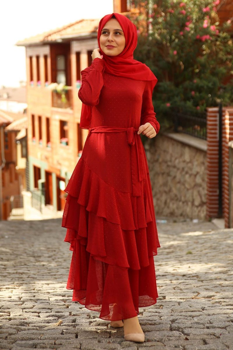 Feiza Collection Kırmızı Fırfırlı Elbise