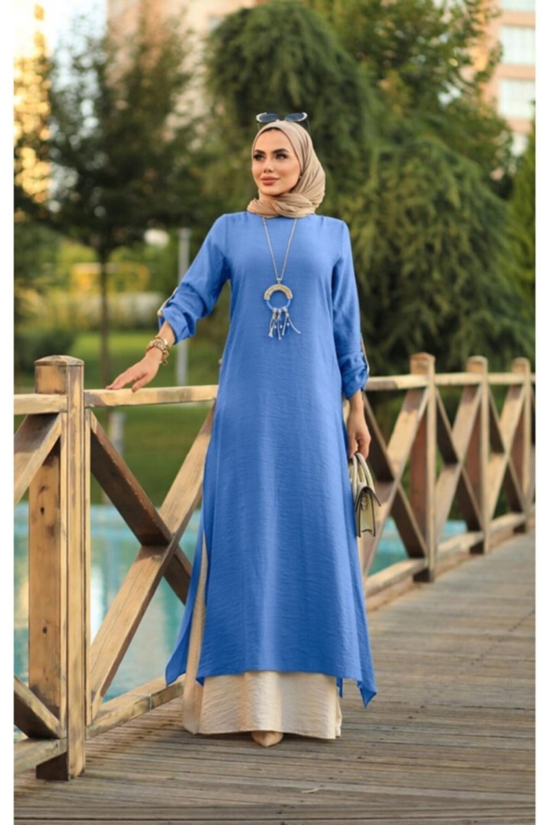 Ns Suud Mavi İkili Takım Görünümlü Elbise