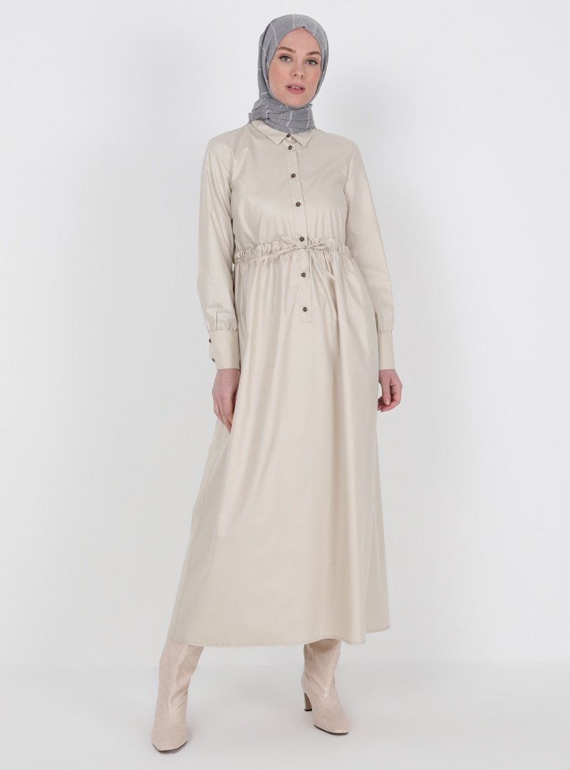 Nurbanu Kural Taş Düğme Detaylı Elbise