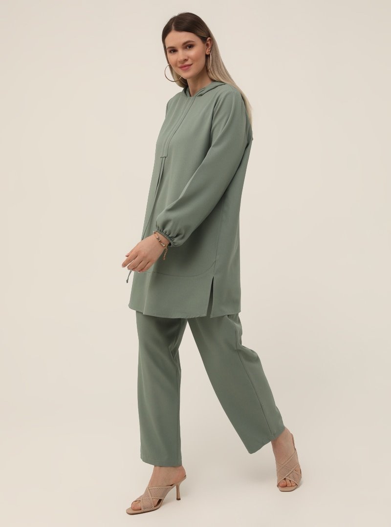 Alia Yağ Yeşili Tunik&Pantolon İkili Takım