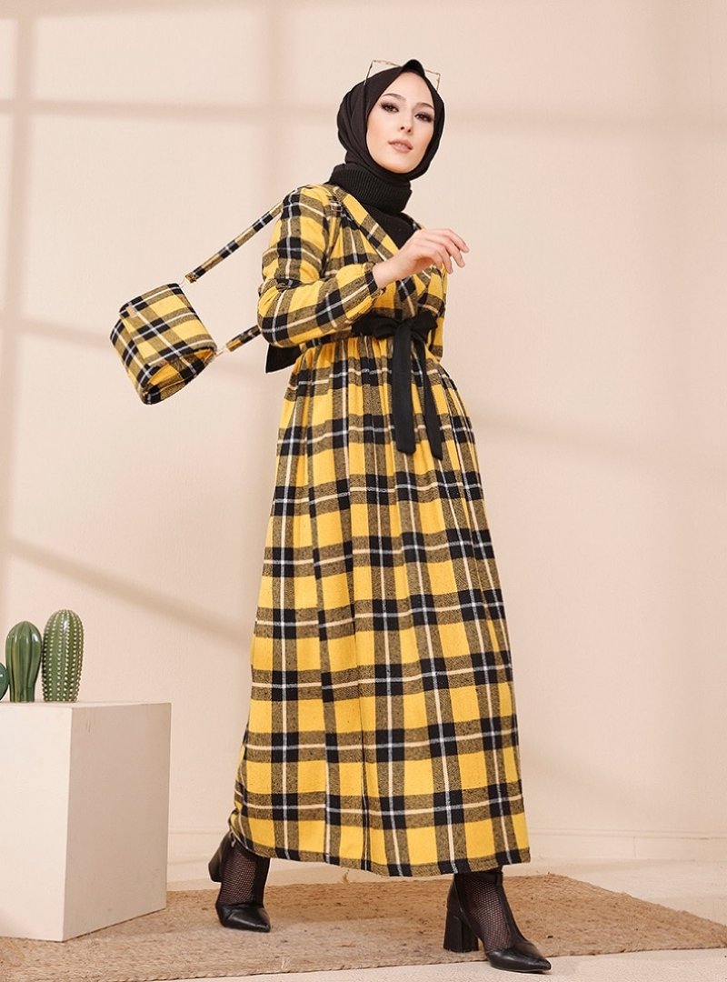 Tofisa Hardal Çanta&Elbise İkili Takım