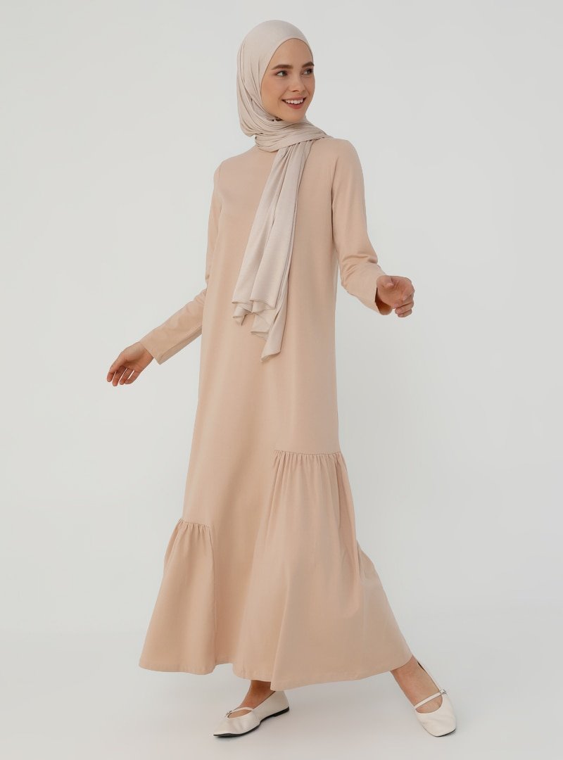 Refka Antik Bej Etekucu Hareketli Doğal Kumaşlı Elbise
