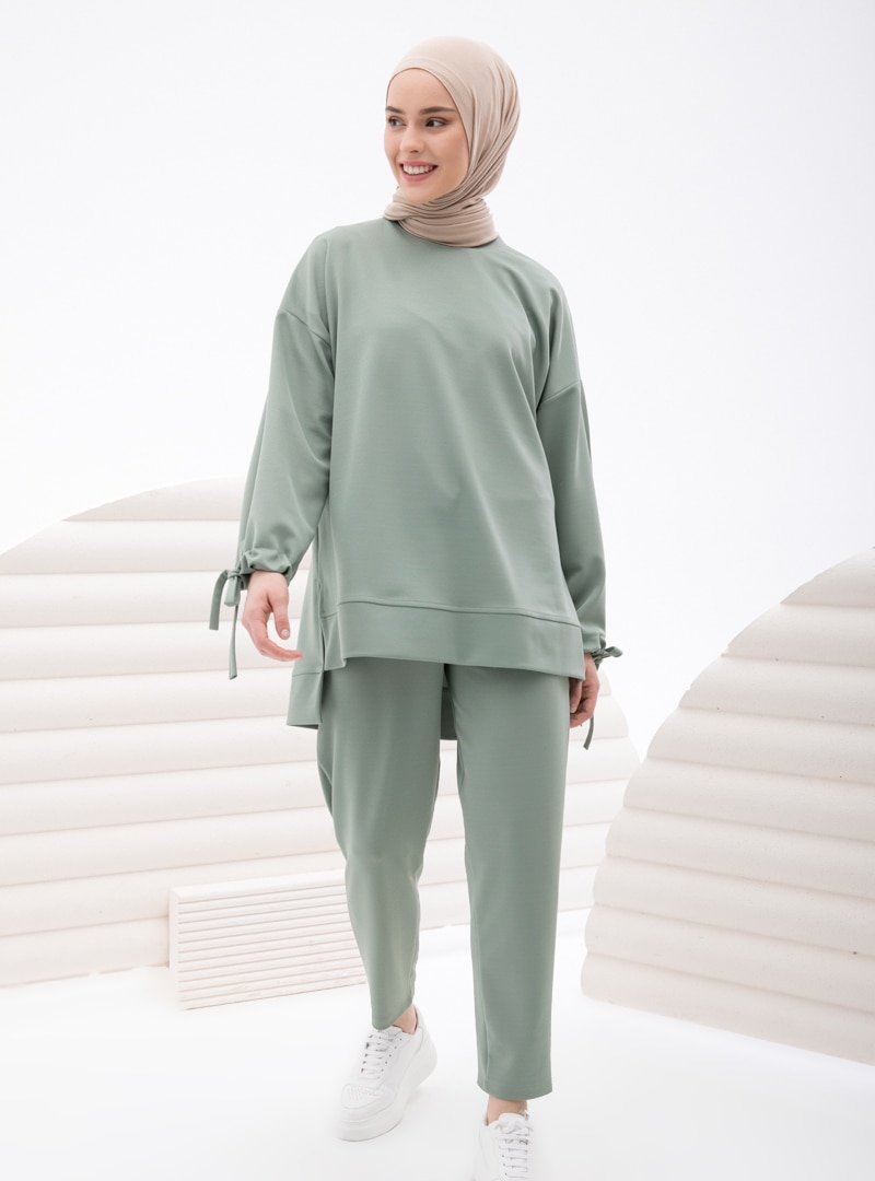 İnşirah Mint Yeşili Tunik&Pantolon İkili Takım