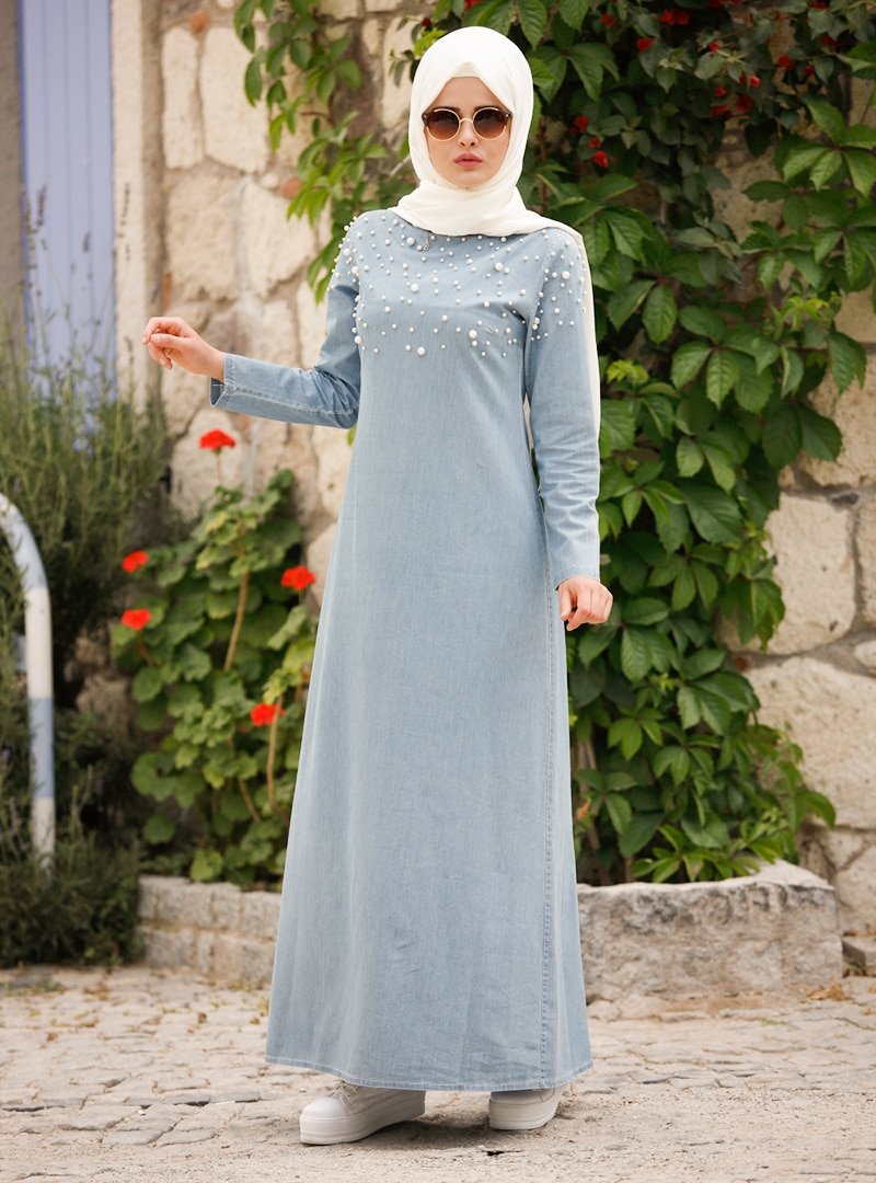 Piennar Mavi İncili Kot Elbise