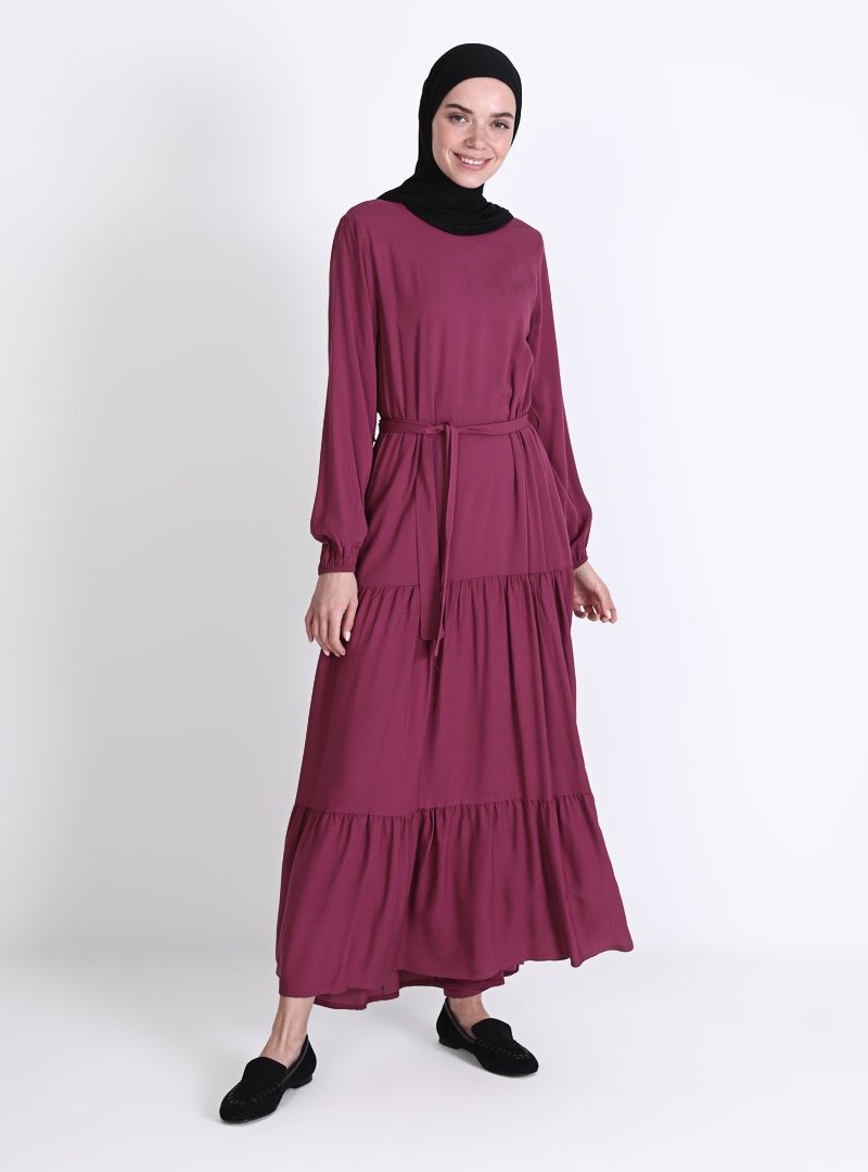 Sevit-Li Gül Kurusu Kol Uçları Lastikli Elbise
