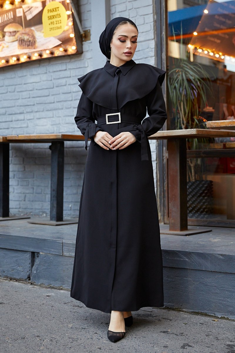 Tuba Mutioğlu Siyah Ferace Elbise