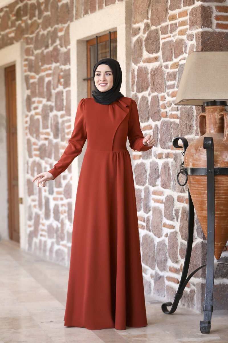 Rana Zenn Kiremit Begüm Elbise