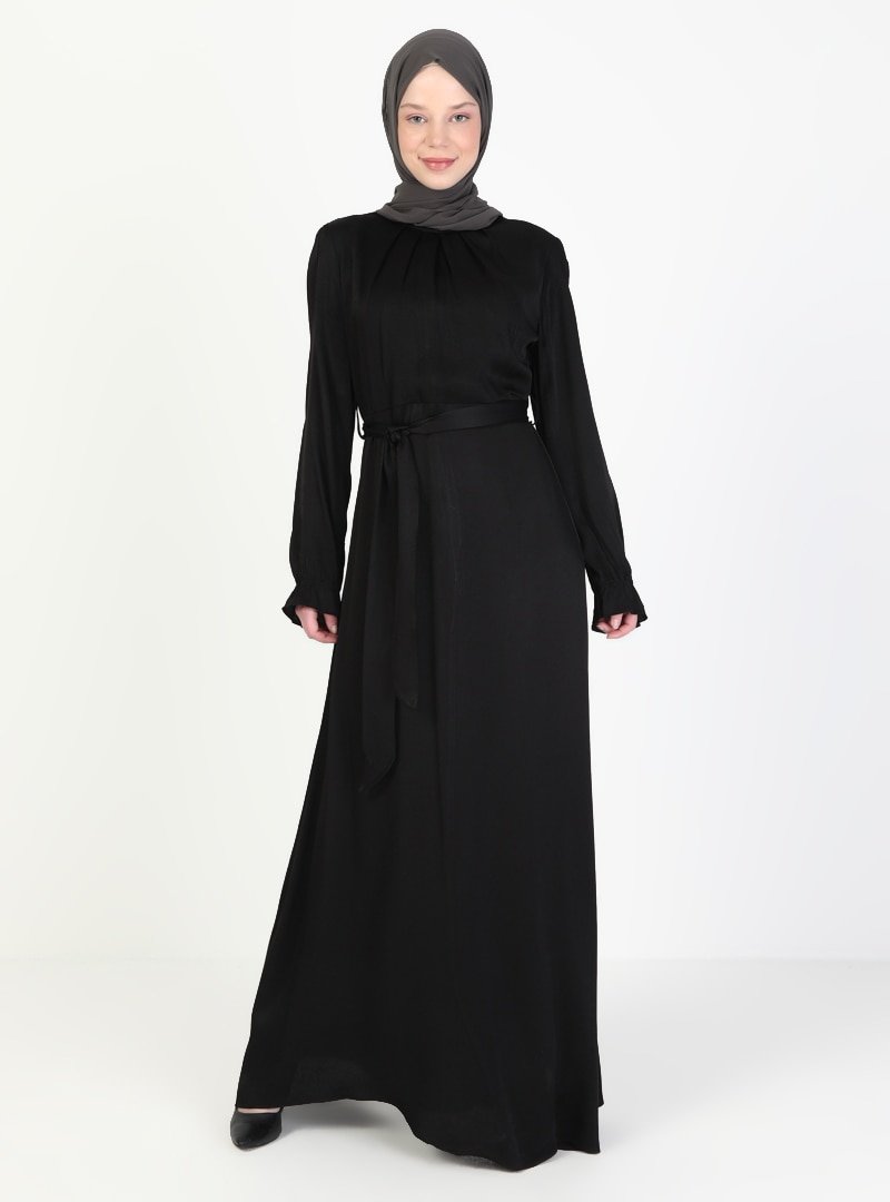 Ziwoman Siyah Kuşak Detaylı Elbise