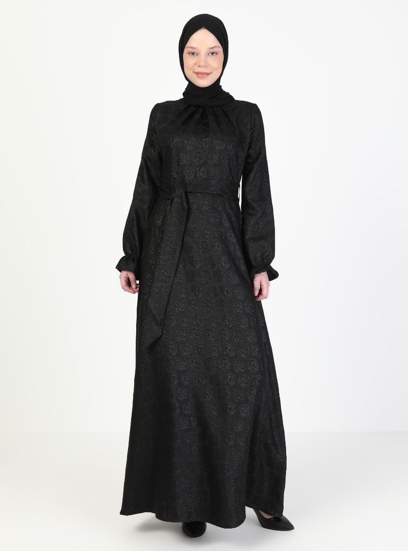 Ziwoman Siyah Desenli Elbise