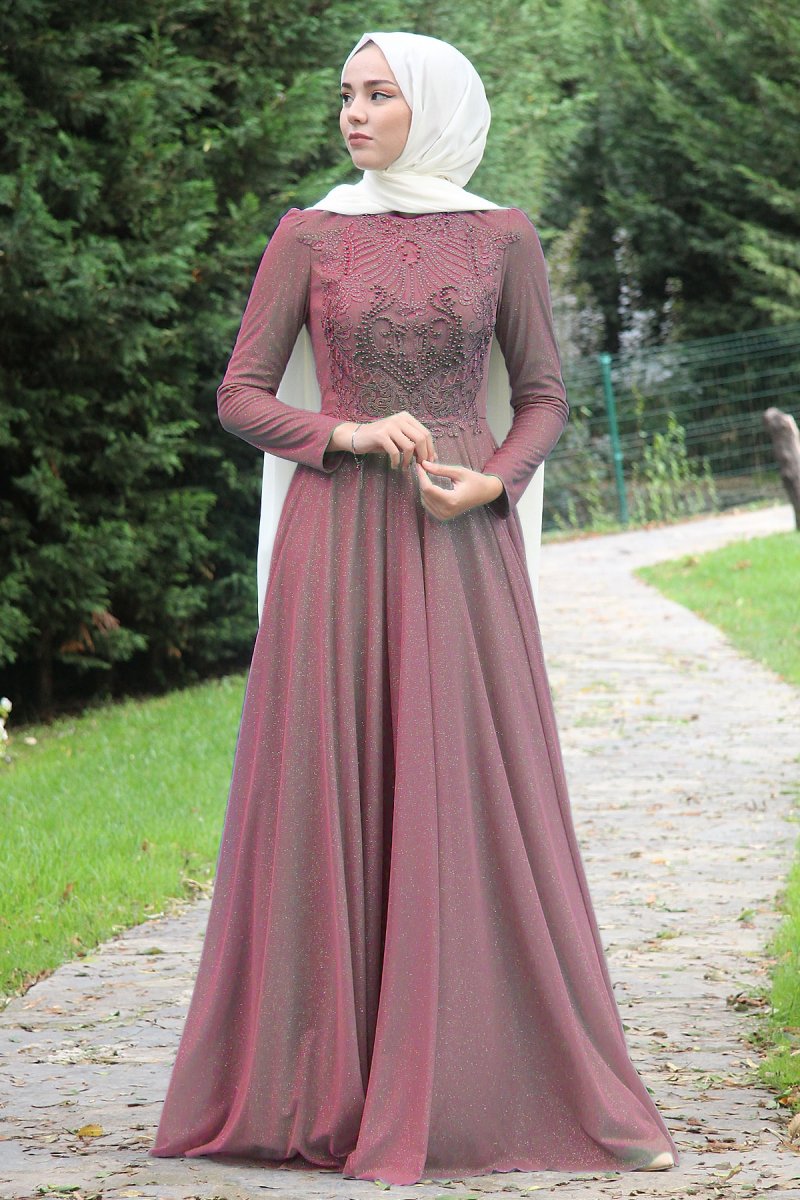 Meqlife Lila Royal Abiye Elbise